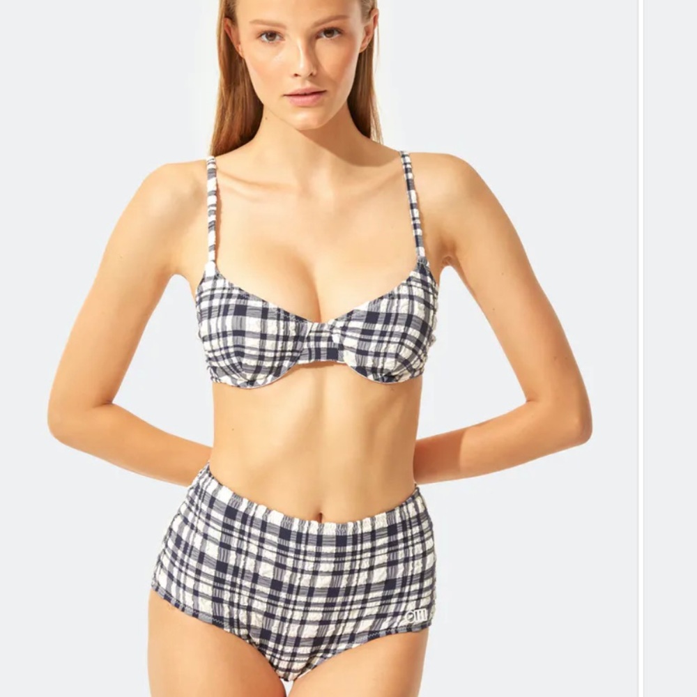 solid & striped Ginger bikini gingham check black & white S